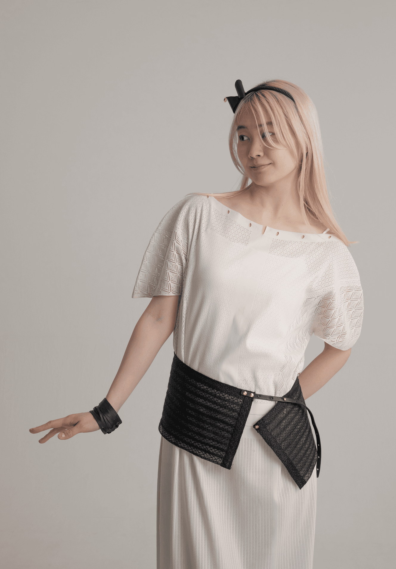 【1点もの】ブレードワイドスクエアベルト黒（凛002-BLT）凛シリーズ